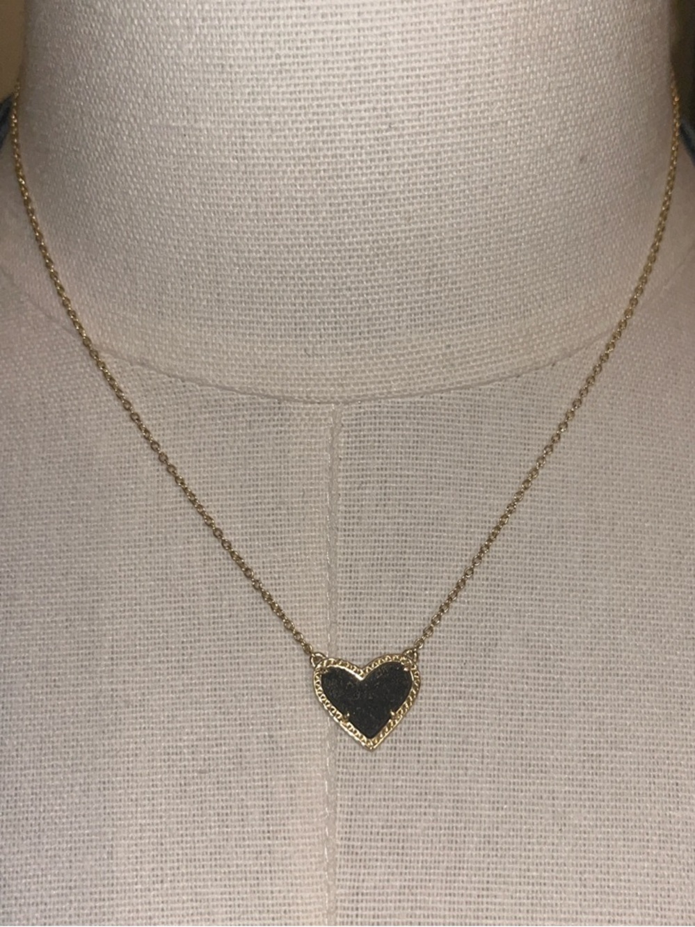 Kendra Scott Gold Necklace with Black Crystal Heart Pendant